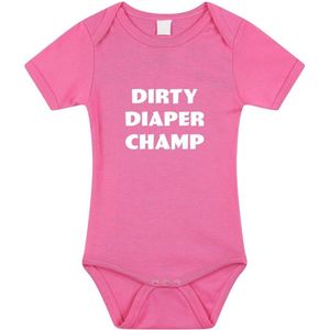 Dirty Diaper Champ tekst baby rompertje roze meisjes - Kraamcadeau - Babykleding 92