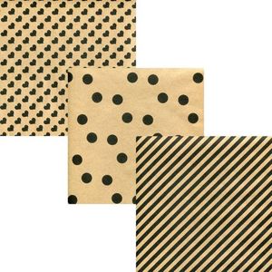 Bruine kraft met zwart design cadeaupapier inpakpapier - 200 x 70 cm - 6 rollen