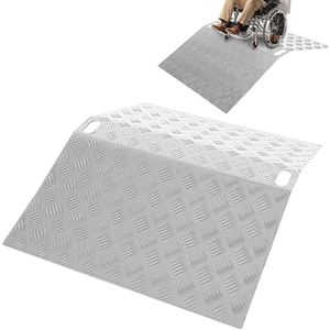 Drempelhulp 100 x 70 x 10 cm - Aluminium - Oprijplaat Drempelhelling Drempelplaat met handgrepen - Drempelhelling Oprijhelling - Oprijplaat voor rollators Rolstoelen