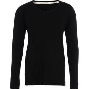 Knit Factory Lily Shirt - Dames shirt met ronde hals - T-shirt met lange mouwen - Shirt voor het voorjaar en de zomer - Superzacht - Shirt gemaakt van 96% viscose & 4% elastaan - Zwart - M