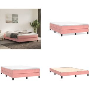 vidaXL Boxspringframe fluweel roze 140x200 cm - Boxspring Bed Frame - Boxspring Bed Frames - Bed - Slaapkamer Meubels