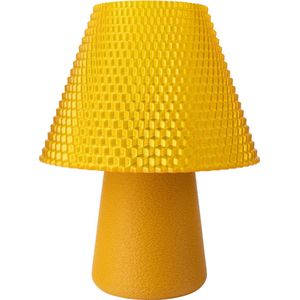 Slimprint Tafellamp Geel, D20 x H25 cm, Moderne Paddenstoel Lamp, Sfeerverlichting voor Woonkamer en Slaapkamer, E27 LED Lamp met Snoer, Gerecycled Kunststof