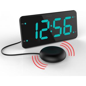 Wekkerradio met Trilkussen voor Slechthorenden / Doven - Digitale Wekker Alarmklok - Trilwekker onder je kussen - Klok met trilschijf - Senioren wekker - Bed Shaker