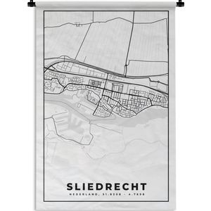 Wandkleed - Wanddoek - Sliedrecht - Kaart - Plattegrond - Stadskaart - 60x90 cm - Wandtapijt