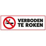 Sticker verboden te roken 6,5 x 19,6 cm rechthoek - Set 10x stuks
