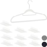 Relaxdays kledinghangers set - broekhanger - klerenhangers met stropdashouder - antislip - Wit, Pak van 100