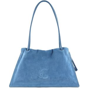 COCCINELLE Leren Schoudertas Dulse Suede Shoulderbag Azul / Azul Blauw