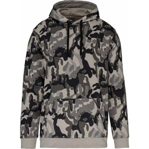 Herensweater met capuchon/ Hoodie Grijs Camouflage K476, maat 3XL