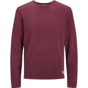 JACK & JONES Leo knit crew neck slim fit - heren pullover katoen met O-hals - rozerood - Maat: XS