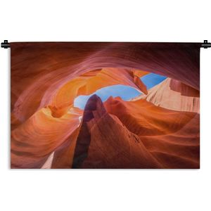 Wandkleed Antelope Canyon - Rotsformaties van in de Antelope Canyon Wandkleed katoen 180x120 cm - Wandtapijt met foto XXL / Groot formaat!
