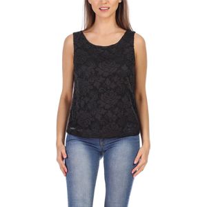 Bellivalini - Dameshemd - Zwart - Mouwloos - Elegant - Ronde Hals met Kant