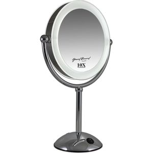 Gérard Brinard verlichte spiegel LED make-up spiegel incl. batterij & USB kabel - 10 vergroting - Ø22cm