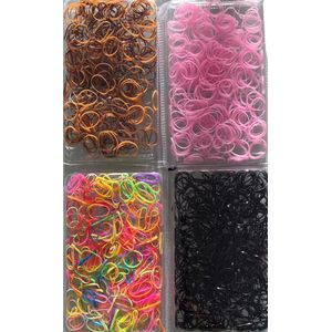 Mini Haarelastiekjes - Roze - Bruin - Zwart - Set 1500 Stuks