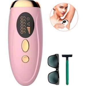 IPL Laser Ontharingsapparaat - Incl. beschermingsbril & Scheermes - 5 Standen - Roze