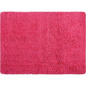 MSV Badkamerkleedje/badmat tapijt - voor de vloer - fuchsia roze - 50 x 70 cm - Microfibre - langharig