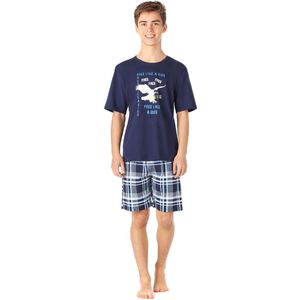 Timone – Jongenspyjama - Lange Mouwen – Katoenen - Set Tweedelig – Pyjama – Huispak – MarineKariert5 – 164 - TI-TI30-112-PJ