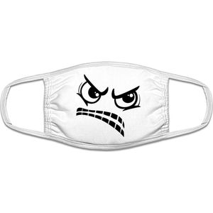 Boos gezicht | Grappig mondkapje | gezichtsmasker | bescherming | bedrukt | logo | Wit mondmasker van katoen, uitwasbaar & herbruikbaar. Geschikt voor OV