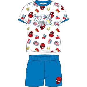 Spiderman shortama/pyjama super hero wit/blauw katoen maat 128