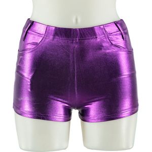 Apollo - Hotpants dames - Latex - Paars - Maat L/XL - Hotpants - Carnavalskleding - Feestkleding - Hotpants latex - Hotpants dames