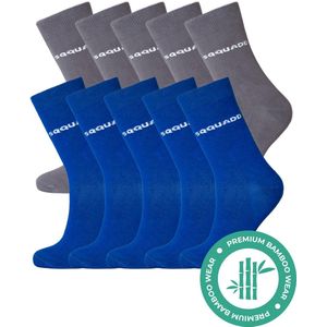 SQQUADD® Bamboe Sokken Dames en Heren - Unisex 10-pack - Maat 39-42 - Naadloos en Duurzaam - Tegen Zweetvoeten - Bamboo - Grijs/Blauw