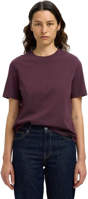 Selected Essential Boxy T-shirt Met Korte Mouwen Paars 2XL Vrouw