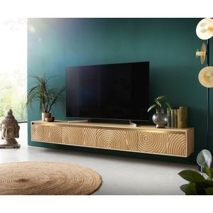 Tv-meubel Budaya mango natuur 220 cm 4 deurs zwevend Lowboard