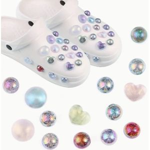 Schoen pins glimmende parels en harten - schoen charms parels - pins - schoenaccessoires - ook geschikt voor crocs