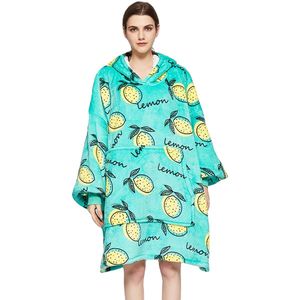 Q-Living Hoodie Deken - Oversized Hoodie - Snuggle Hoodie - Fleece Deken Met Mouwen - 1450 gram - Citroen