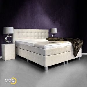 Boxspring - 160x210 cm - Beige - Boxspring Carrera Inclusief matras en topper