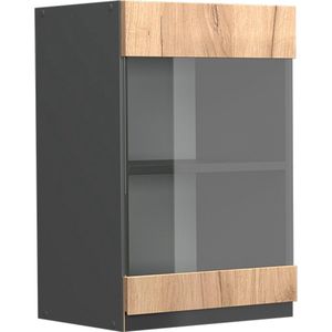 Vicco R-Line Glazen keukenkast – 40 cm J-vorm Krachtige eik goud