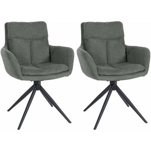 CLP Vilas Set van 2 eetkamerstoelen - Draaibaar - Fauteuil - Met armleuning - Metaal frame - Stof - Metaal/grijs