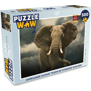Puzzel Afrikaanse olifant tegen de donkere wolken - Legpuzzel - Puzzel 500 stukjes