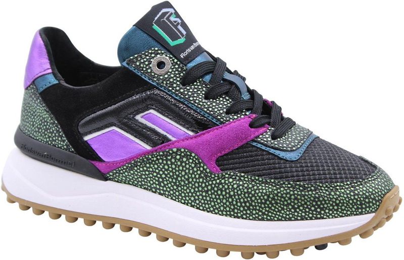 Floris van Bommel - Noppi 36 - Sneakers - Groen - Lila - Neonlila - Zwart