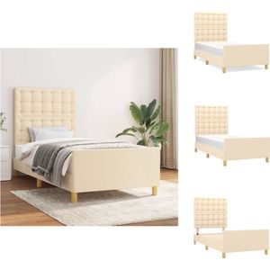 vidaXL Bedframe - Comfort - Bedframes - 193 x 93 x 118/128 cm - Crème - Bed