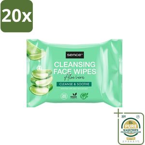 20 x Sence - Aloë Vera - Gezichtsreinigingsdoekjes - Verzachtend - 20 Doekjes - Grootverpakking - Gezichtsreinigingsdoekjes Aloë Vera - Reinigingsdoekjes - Aloë Vera Doekjes - Gezichtsdoekjes - Gezichtsreiniging