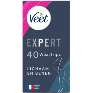 Veet Expert - Ontharingsstrips - Lichaam & Benen - Gevoelige Huid - 40 strips - 1 stuk