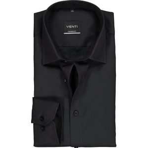 VENTI modern fit overhemd - zwart - Strijkvrij - Boordmaat: 39