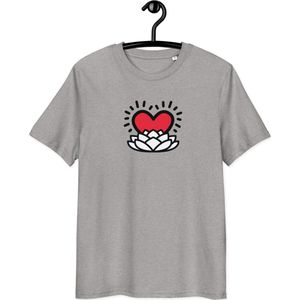 Rebirth of Love T-shirt - Unisex - 100% Biologisch Katoen - Grijs - Maat M | Pop Art T-shirt| Mindfull T-shirt| By BitPopArt| Love T-shirt| Zomer T-Shirt| Mindfull Kleding| Liefde T-shirt