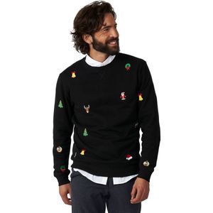 OppoSuits X-Mas Icons - Black - Heren Kerst Sweater - Kersttrui - Kerst - Zwart - Maat L