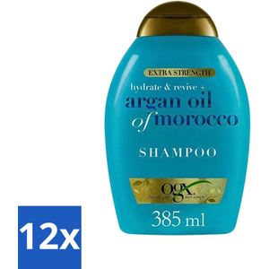 OGX - Argan Oil of Morocco - Shampoo - Extra Sterk - Hydrate & Revive - 385 ml - Voordeelverpakking - 12 stuks