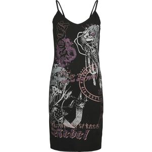Rock Rebel by EMP Zwart kort jurkje met spaghettibandjes - Dames - S