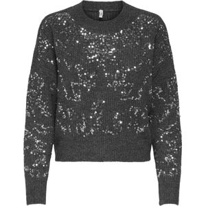 Only - ONLALTA LS SEQUIN O-NECK KNT - Trui - Donkergrijs - Lange Mouwen