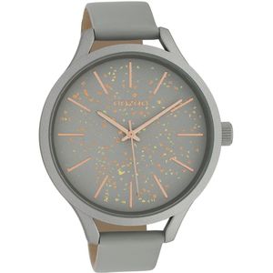 OOZOO Timepieces - Grijze horloge met steengrijze leren band - C10088