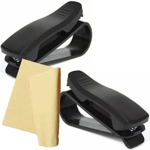Zonnebrilhouder voor Auto - Set van 2 - praktische Zwart Clip Accessoires voor Zonneklep