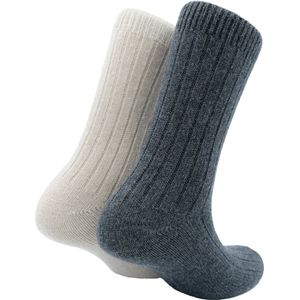 The Sockmaker sokken dames 36-41 - 2-pack Cashmere - duurzaam - Charcoal en Beige
