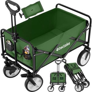 Tectake® - Opvouwbare Bolderwagen Leon Bolderkar Trekkar - met Remme - Draagkracht 80kg - Groen