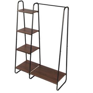 Polaza®️ Kledingrek - Kledingkast - Kleding - Kledingrek Metaal - 4 planken - 150cm x 39.5 cm x 130 cm - ZWART