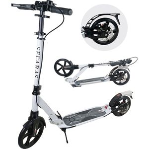 Sefaras Step voor Volwassenen - Kinderstep met Rem - Opvouwbaar - Max 110KG - Vering - Met grote wielen - Wit
