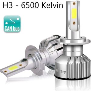 H3 LED Lampen (Set 2 stuks) - Interne CANbus adapter - 6500K Helder Wit 18000 Lumen- 80W - Dimlicht, Grootlicht & Mistlicht - Koplampen Auto / Motor / Scooter / Autolamp / Lampen / Autolampen / Car Light