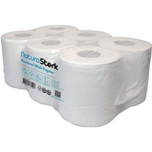 NaturaSterk Poetspapier - Poetsrol - Handdoekrol - Poetsrol Midi 2laags - 6 Rollen - Schoonmaak Papier - Hygiene Papier - %100 Cel. Rollen 4 kg